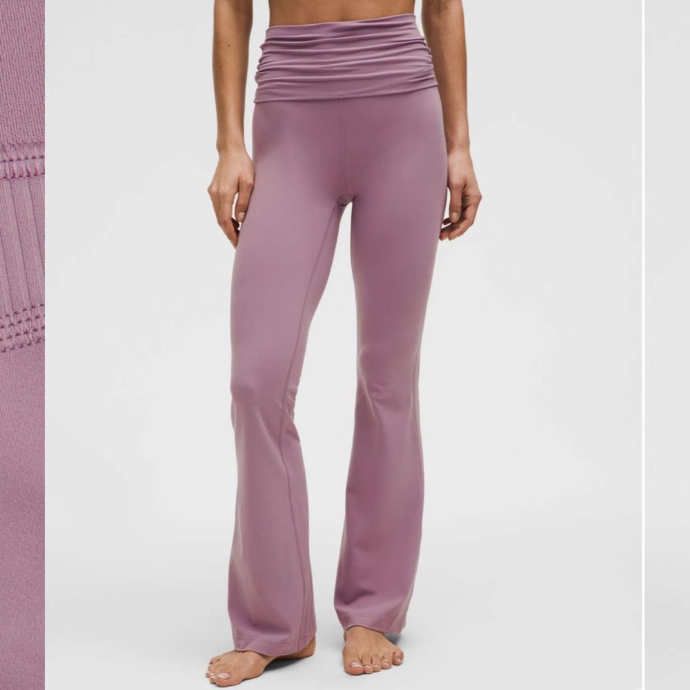 lululemon athletica Mauve Fold-Over Waist Flare Leggings NWOT